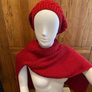 Dillards Knit Hat and Scarf, Size ALL, Color: Red, 64% Cotton & 36% Acrylic NWT